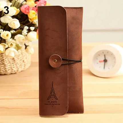 커피색 미술용 스웨이드 가죽 펜슬 케이스 / 작업용 파우치 정리 보관 수납